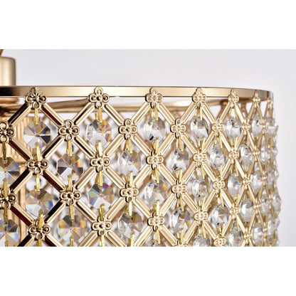 Suspension tambour ronde perlée avec cristaux suspendus