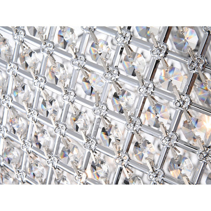 Suspension tambour ronde perlée avec cristaux suspendus