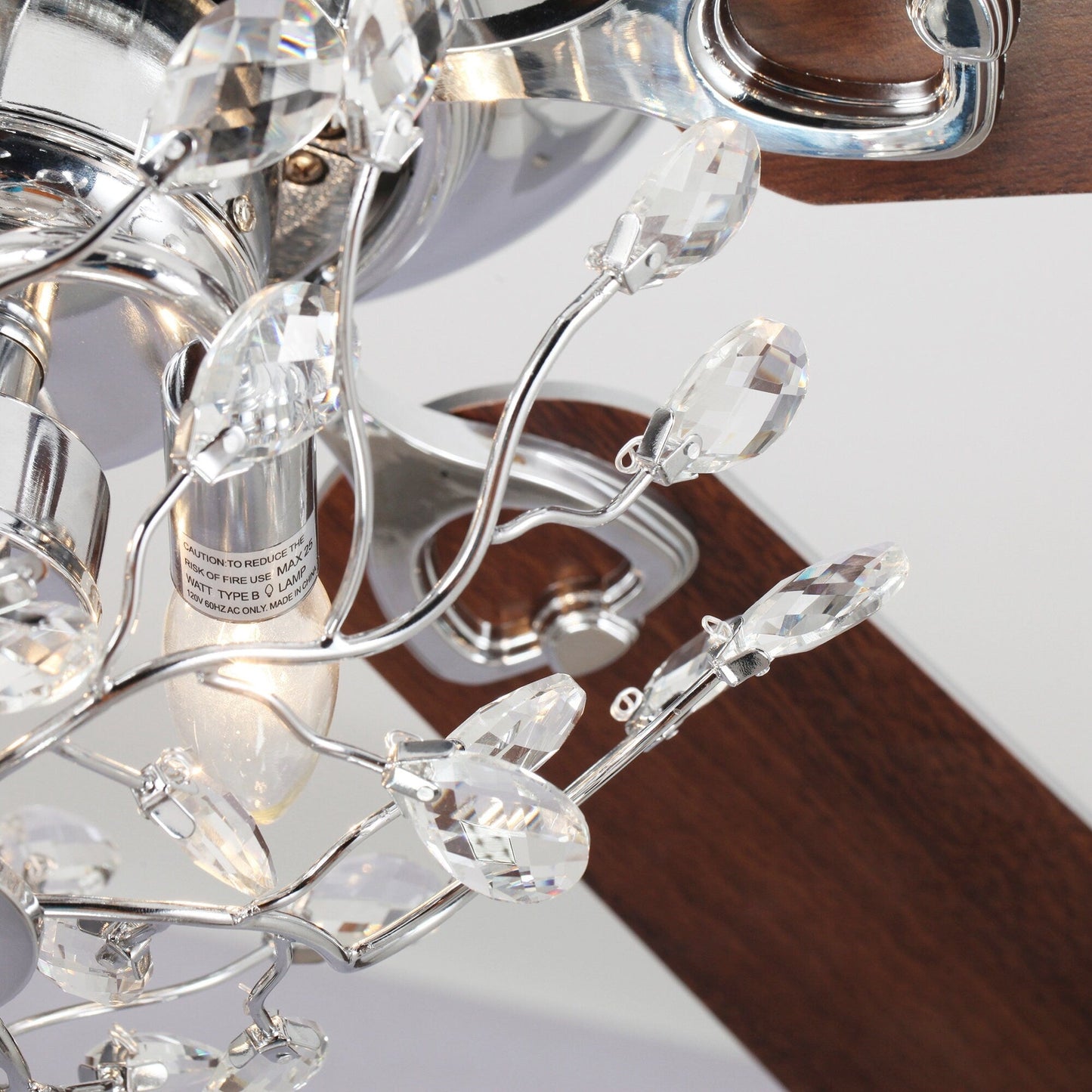 Ventilateur de plafond moderne à 5 pales réversibles, à montage encastré, avec télécommande, 48 pouces, avec cristaux.