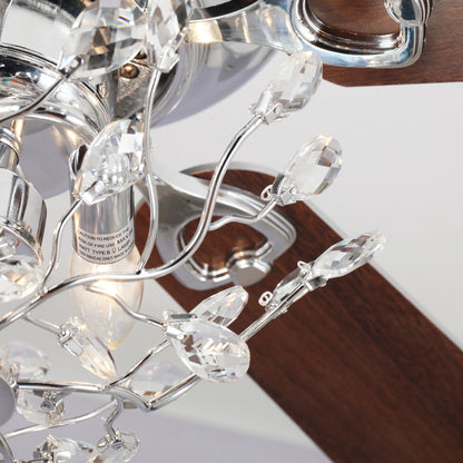 Ventilateur de plafond moderne à 5 pales réversibles, à montage encastré, avec télécommande, 48 pouces, avec cristaux.