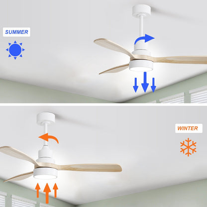 Ventilateur de plafond à LED intégré de 48 et 52 pouces avec lumière et télécommande, moteur à courant continu réversible.