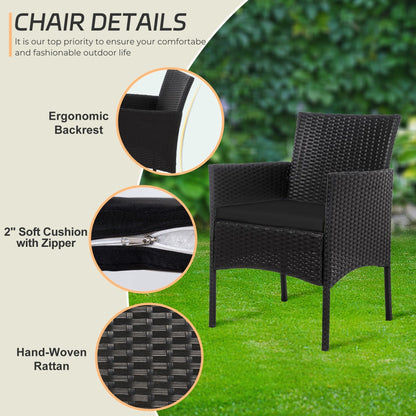 Ensemble de meubles en osier pour patio, 4 pièces, ensemble de meubles d'extérieur en rotin avec coussins