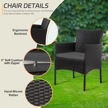 Ensemble de meubles en osier pour patio, 4 pièces, ensemble de meubles d'extérieur en rotin avec coussins