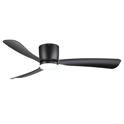 Ventilateur de plafond LED à montage encastré de 52 pouces noir/blanc avec éclairage et télécommande (3 pales)