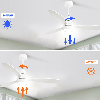 Ventilateur de plafond à LED intégré de 48 et 52 pouces avec lumière et télécommande, moteur à courant continu réversible.