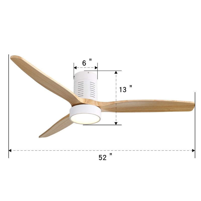 Ventilateur de plafond encastré de 52 pouces de style farmhouse avec éclairage et télécommande, moteur DC réversible.