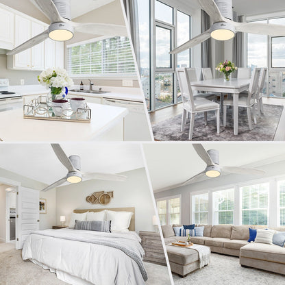 Ventilateur de plafond encastré de 52 pouces de style farmhouse avec éclairage et télécommande, moteur DC réversible.