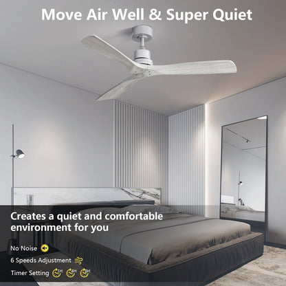 Ventilateur de plafond intérieur en bois Sofucor 52 avec télécommande, éclairage intégré en option.