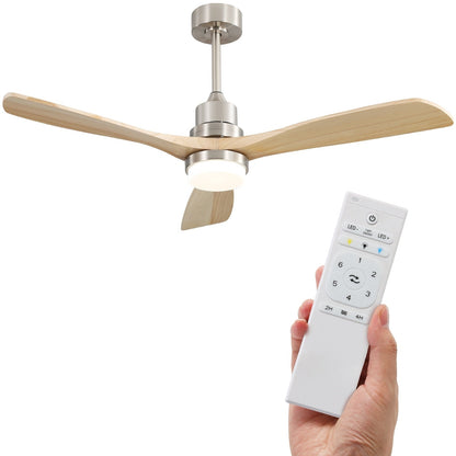 Ventilateur de plafond intérieur en bois Sofucor 52 avec télécommande, éclairage intégré en option.