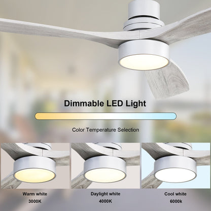 Ventilateur de plafond intérieur en bois Sofucor 52 avec télécommande, éclairage intégré en option.