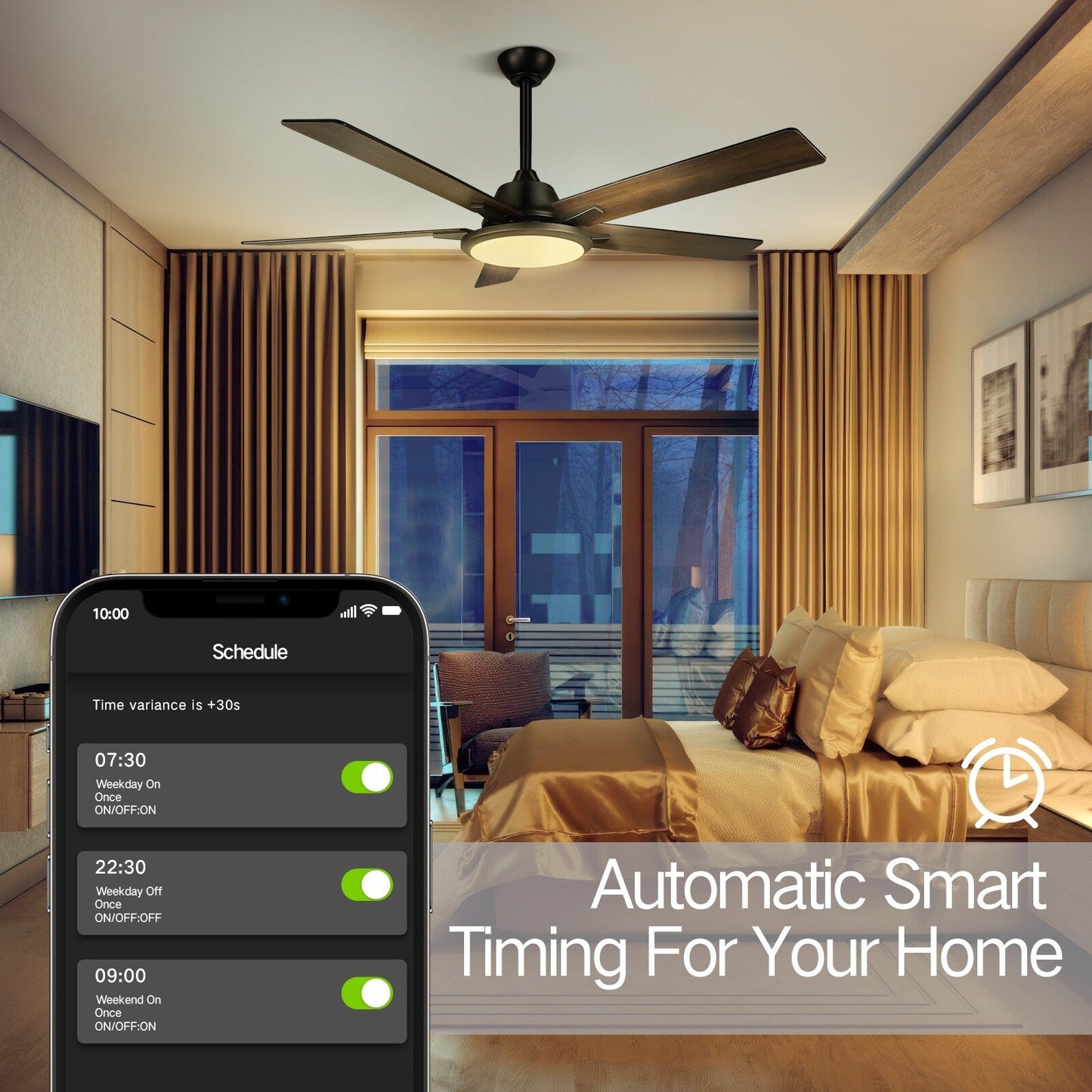 52 Ventilateurs de plafond modernes avec lumières et télécommande, LED à intensité variable