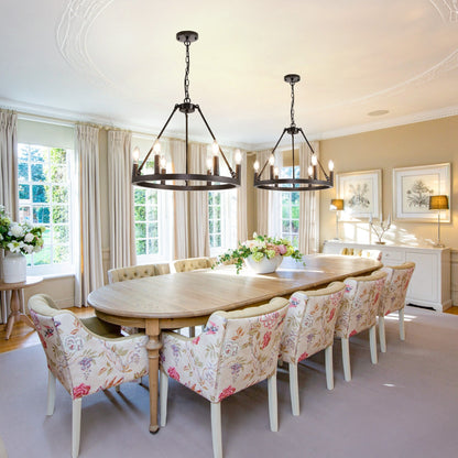 Luminaire à 24 lumières en forme de roue de chariot ronde de 54 pouces