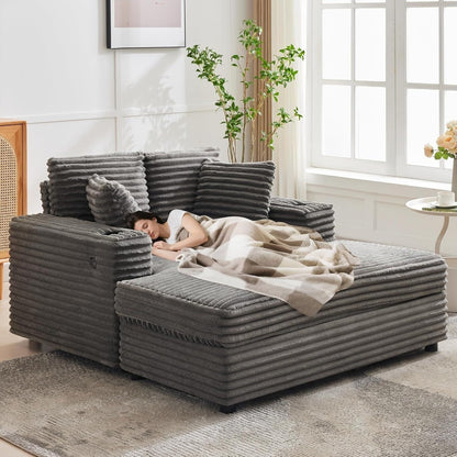 Canapé-lit rembourré de 54 pouces avec coussins et accoudoirs, fauteuil de salon surdimensionné confortable en velours côtelé pour intérieur.