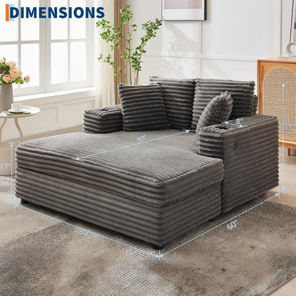 Canapé-lit rembourré de 54 pouces avec coussins et accoudoirs, fauteuil de salon surdimensionné confortable en velours côtelé pour intérieur.