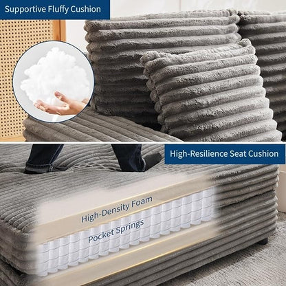 Canapé-lit rembourré de 54 pouces avec coussins et accoudoirs, fauteuil de salon surdimensionné confortable en velours côtelé pour intérieur.