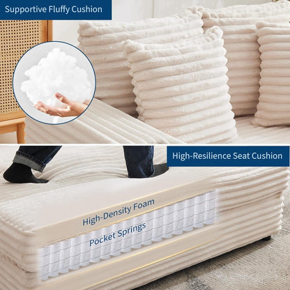 Canapé-lit rembourré de 54 pouces avec coussins et accoudoirs, fauteuil de salon surdimensionné confortable en velours côtelé pour intérieur.