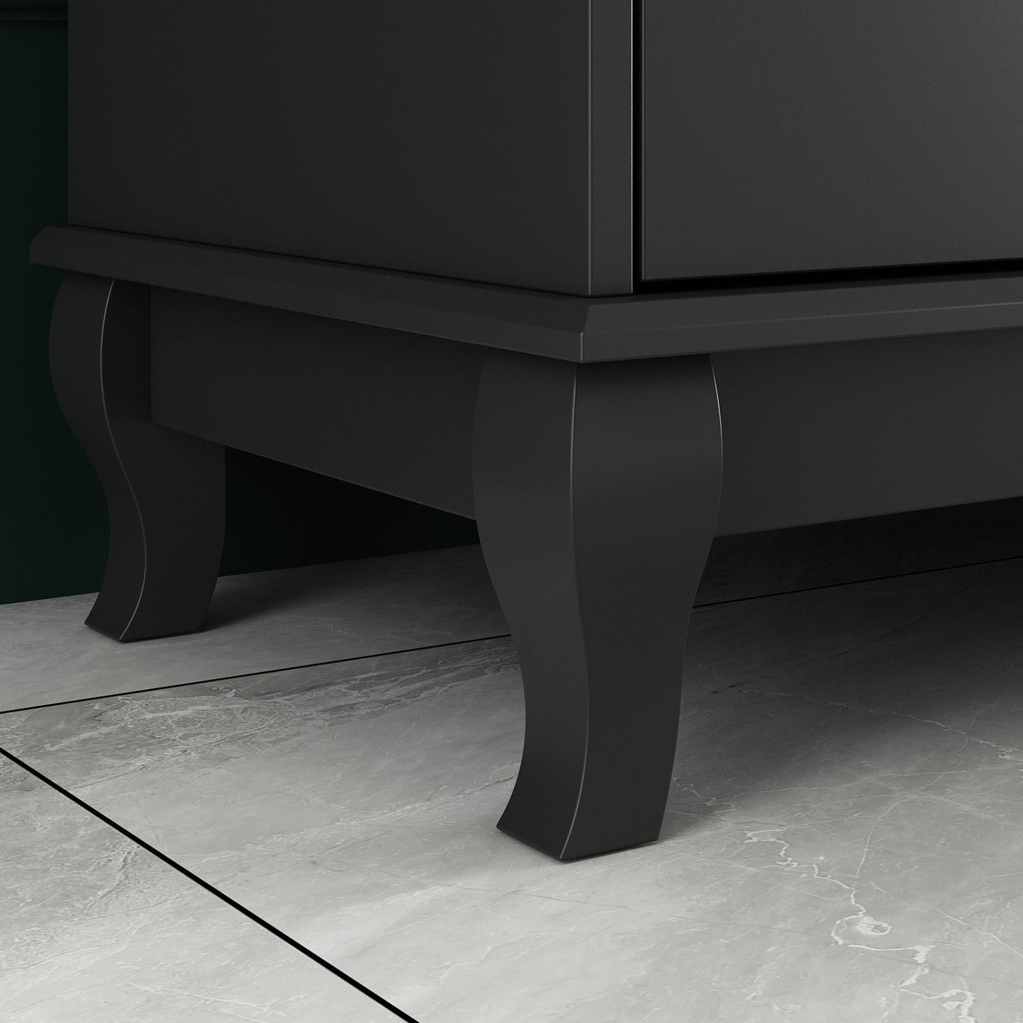 Commode de chambre à coucher double de 135 cm de large avec tiroirs de rangement