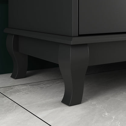 Commode de chambre à coucher double de 135 cm de large avec tiroirs de rangement