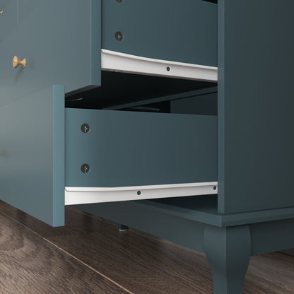 Commode de chambre à coucher double de 135 cm de large avec tiroirs de rangement