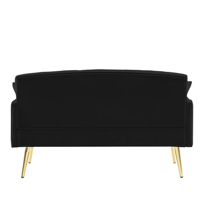 Canapé 2 places en velours 55.5 avec 2 coussins, design contemporain et assemblage facile.