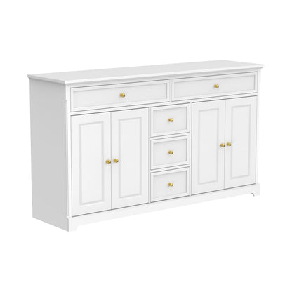 Buffet de rangement blanc laqué, style moderne contemporain du milieu du siècle, 59,1 pouces