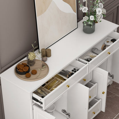Buffet de rangement blanc laqué, style moderne contemporain du milieu du siècle, 59,1 pouces