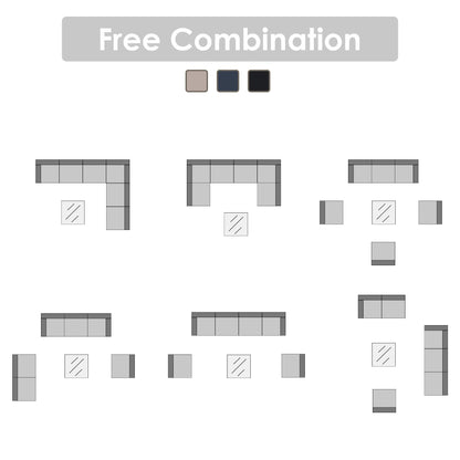 Ensemble de canapés modulaires d'extérieur pour 6 personnes avec coussins