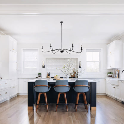 Luminaire minimaliste à 6 lumières de 64 pouces en noir mat / doré / chrome - N/A