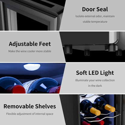 Cave à vin réfrigérante 6 bouteilles (46-66°F), mini-réfrigérateur à boissons indépendant pour l'été, cave à vin avec contrôle de température.