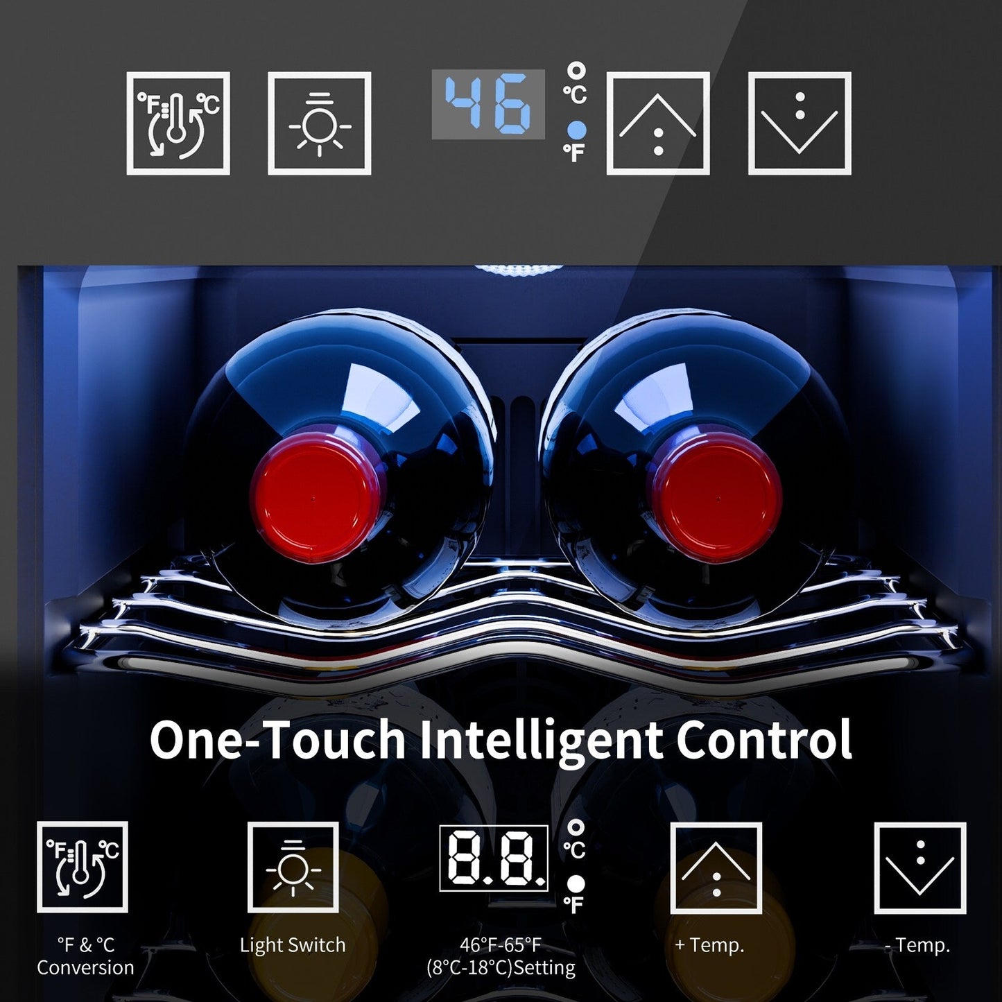 Cave à vin réfrigérante 6 bouteilles (46-66°F), mini-réfrigérateur à boissons indépendant pour l'été, cave à vin avec contrôle de température.