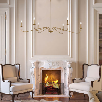 Luminaire minimaliste à 6 lumières de 64 pouces en noir mat / doré / chrome - N/A