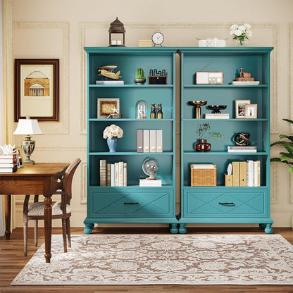 Étagère à livres 6 niveaux avec tiroir, bibliothèque de 71 livres pour salon