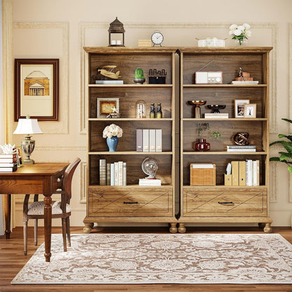 Étagère à livres 6 niveaux avec tiroir, bibliothèque de 71 livres pour salon