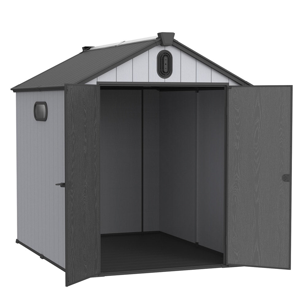 Abri de jardin en résine pour extérieur, résistant aux intempéries, avec plancher, modèle Spire Tool Shed, dimensions : 6 pi x 4 pi / 6 pi x 8 pi / 8 pi x 6 pi / 8 pi x 10 pi