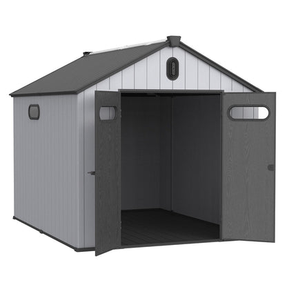 Abri de jardin en résine pour extérieur, résistant aux intempéries, avec plancher, modèle Spire Tool Shed, dimensions : 6 pi x 4 pi / 6 pi x 8 pi / 8 pi x 6 pi / 8 pi x 10 pi
