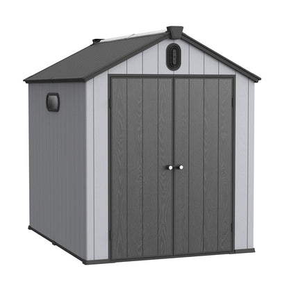 Abri de jardin en résine pour extérieur, résistant aux intempéries, avec plancher, modèle Spire Tool Shed, dimensions : 6 pi x 4 pi / 6 pi x 8 pi / 8 pi x 6 pi / 8 pi x 10 pi