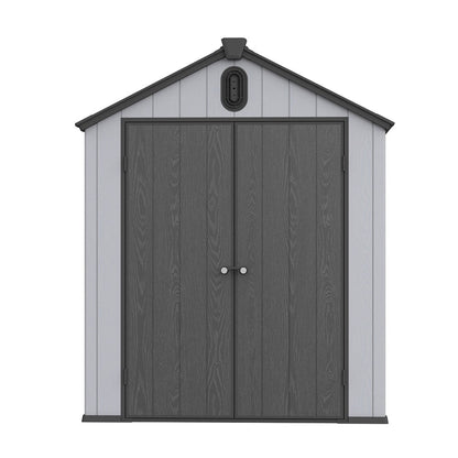Abri de jardin en résine pour extérieur, résistant aux intempéries, avec plancher, modèle Spire Tool Shed, dimensions : 6 pi x 4 pi / 6 pi x 8 pi / 8 pi x 6 pi / 8 pi x 10 pi