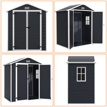 Abri de jardin en résine pour extérieur, résistant aux intempéries, avec plancher, modèle Spire Tool Shed, dimensions : 6 pi x 4 pi / 6 pi x 8 pi / 8 pi x 6 pi / 8 pi x 10 pi