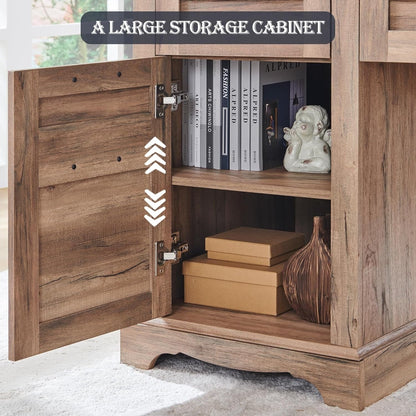 Bureau de direction en forme de L de style farmhouse, bureau d'angle en bois, bureau d'ordinateur