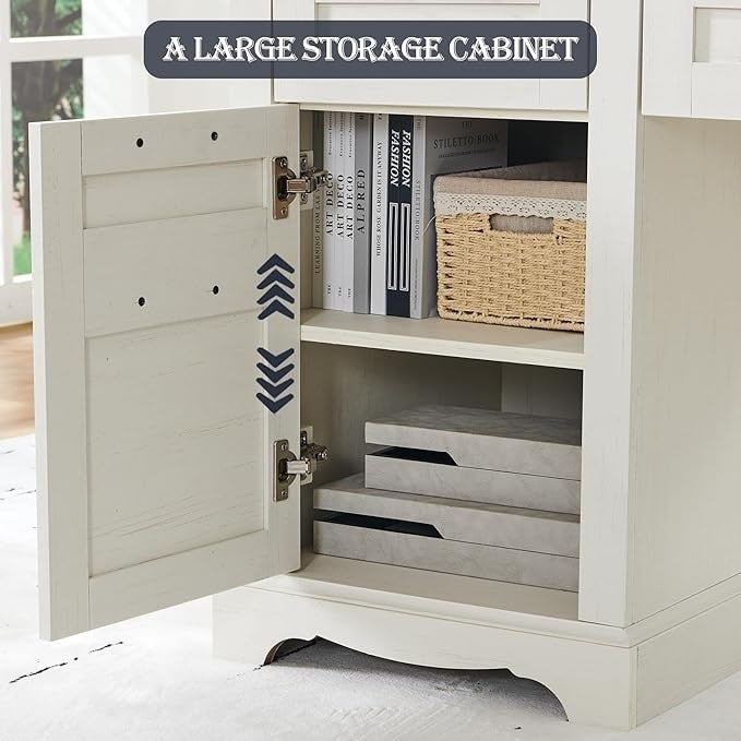 Bureau de direction en forme de L de style farmhouse, bureau d'angle en bois, bureau d'ordinateur