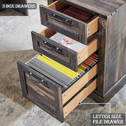 Bureau de direction en forme de L de style farmhouse, bureau d'angle en bois, bureau d'ordinateur