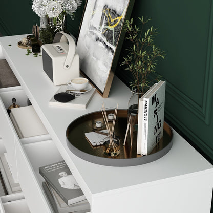 Commode 63W à 9 tiroirs, commode d'appoint pour salon et chambre à coucher.