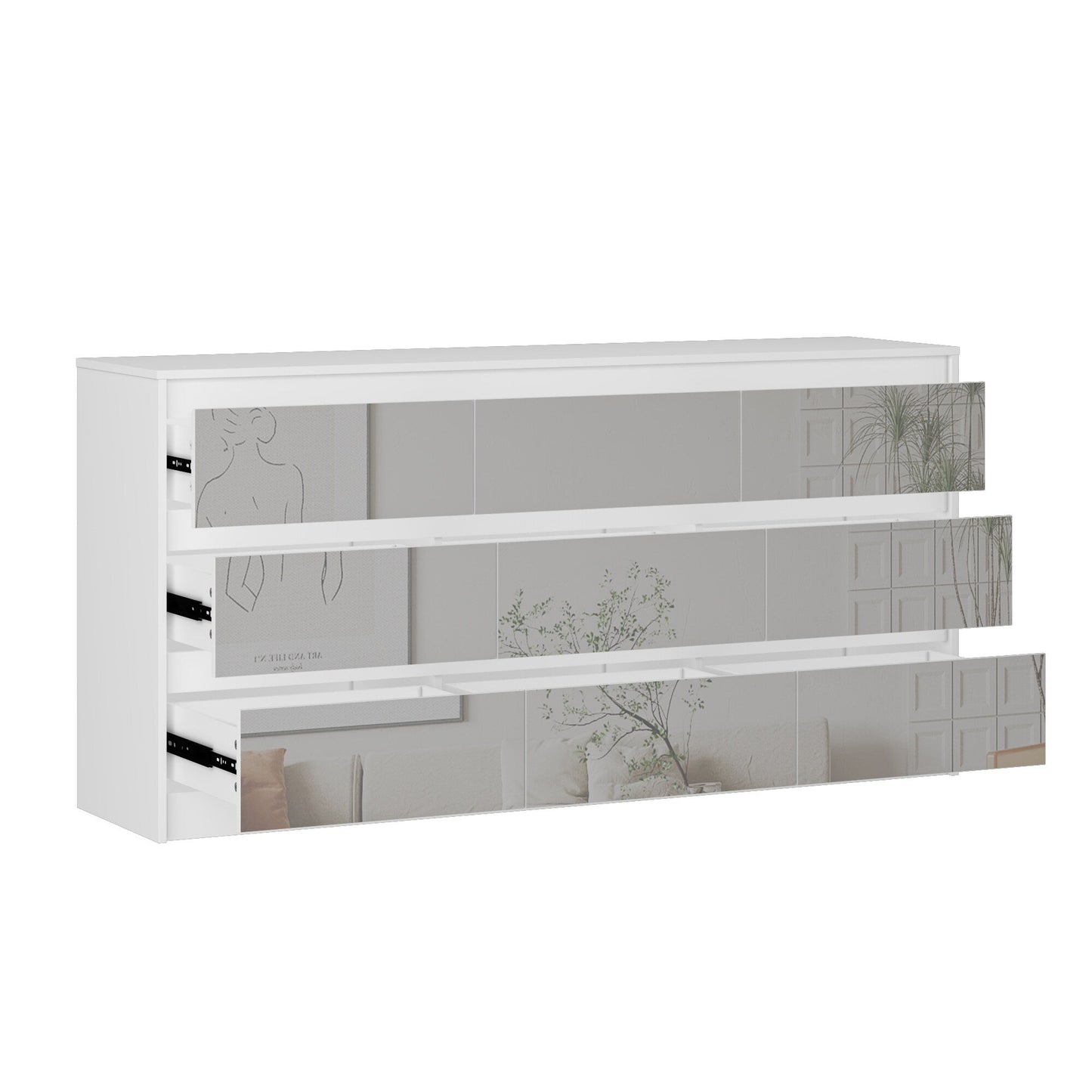 Commode 63W à 9 tiroirs, commode d'appoint pour salon et chambre à coucher.