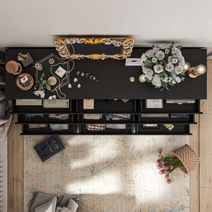 Commode 63W à 9 tiroirs, commode d'appoint pour salon et chambre à coucher.