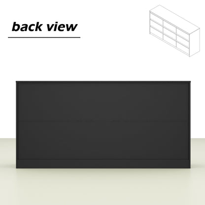 Commode 63W à 9 tiroirs, commode d'appoint pour salon et chambre à coucher.