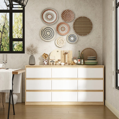 Commode 63W à 9 tiroirs, commode d'appoint pour salon et chambre à coucher.