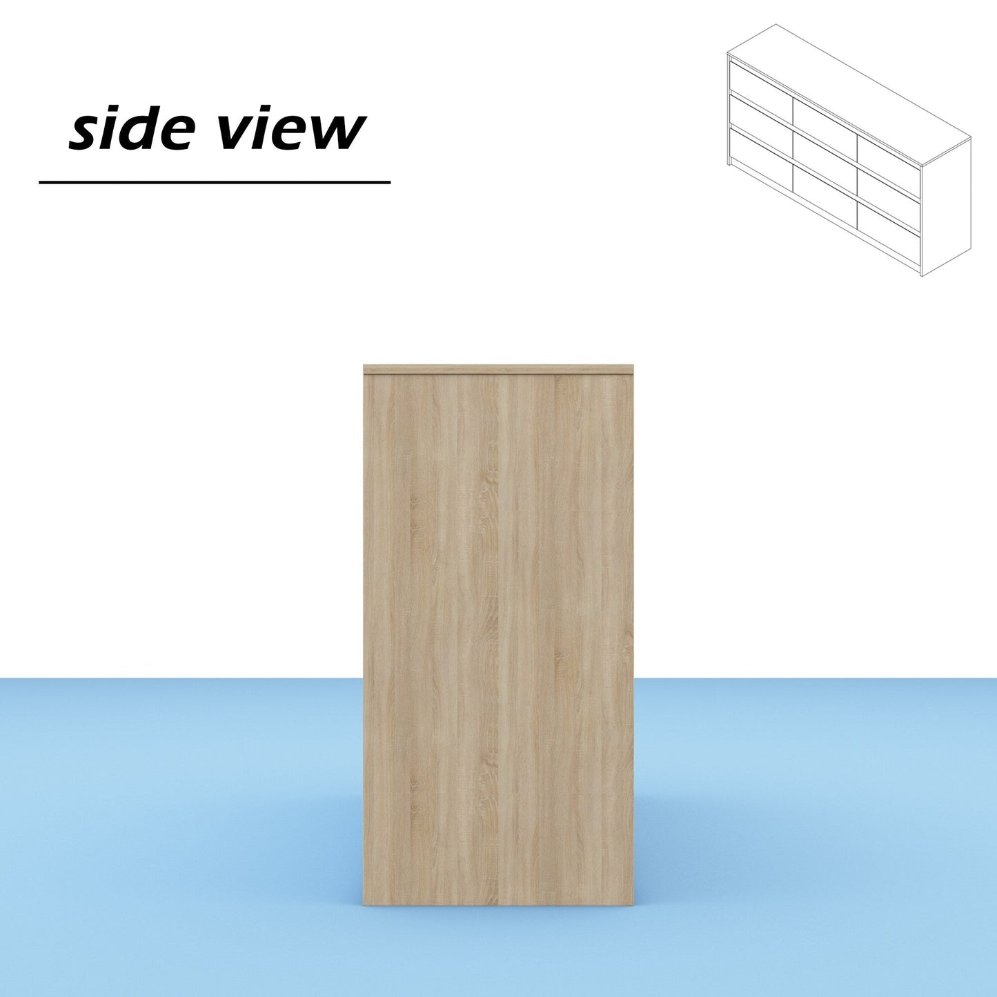 Commode 63W à 9 tiroirs, commode d'appoint pour salon et chambre à coucher.