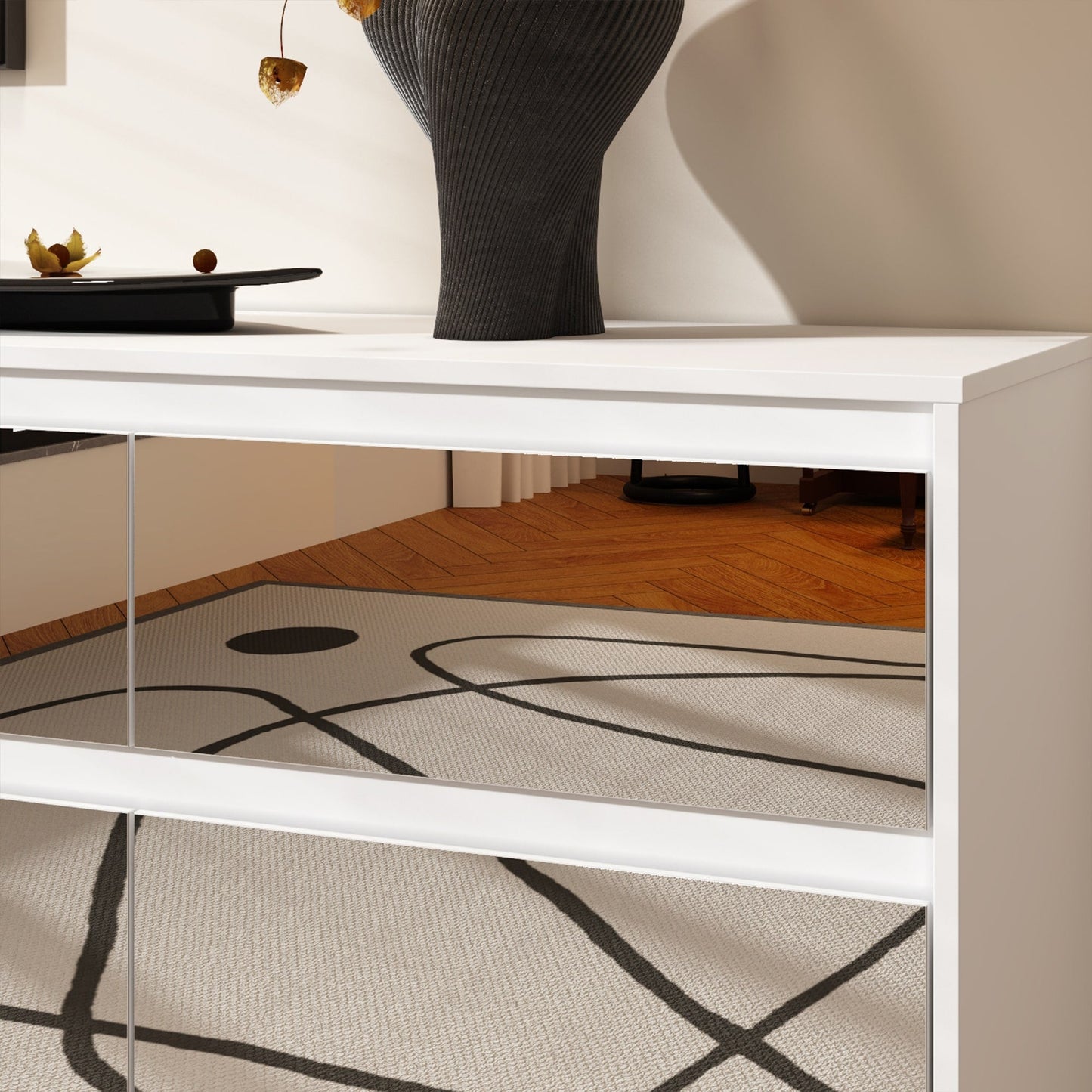 Commode 63W à 9 tiroirs, commode d'appoint pour salon et chambre à coucher.