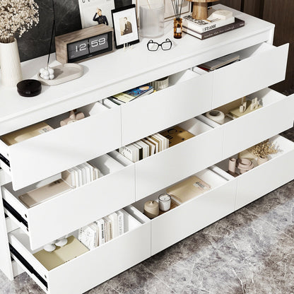 Commode 63W à 9 tiroirs, commode d'appoint pour salon et chambre à coucher.