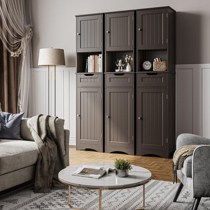 Armoire à linge de salle de bain étroite, 170 cm de hauteur, armoire de rangement à 5 niveaux en bois massif.